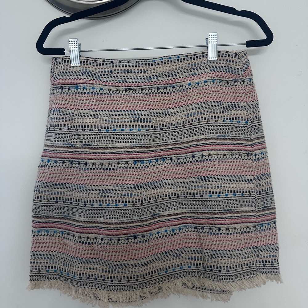 LOFT Pink and Blue Striped Mini Skirt